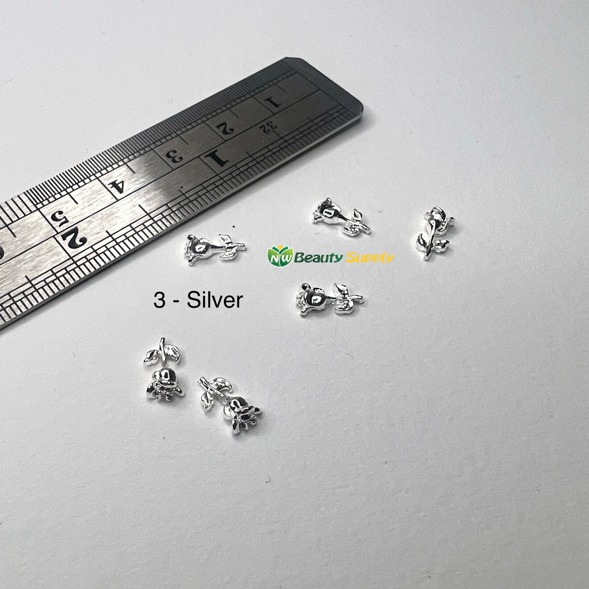 3D Metal Flower Charms - 6 Ct