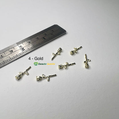 3D Metal Flower Charms - 6 Ct