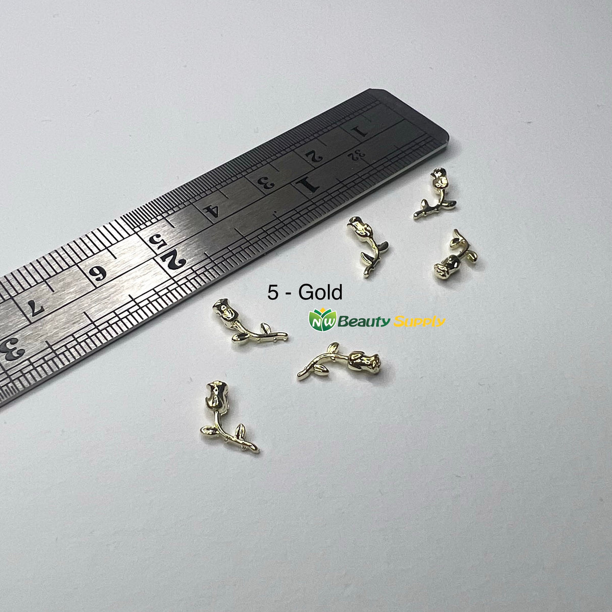 3D Metal Flower Charms - 6 Ct