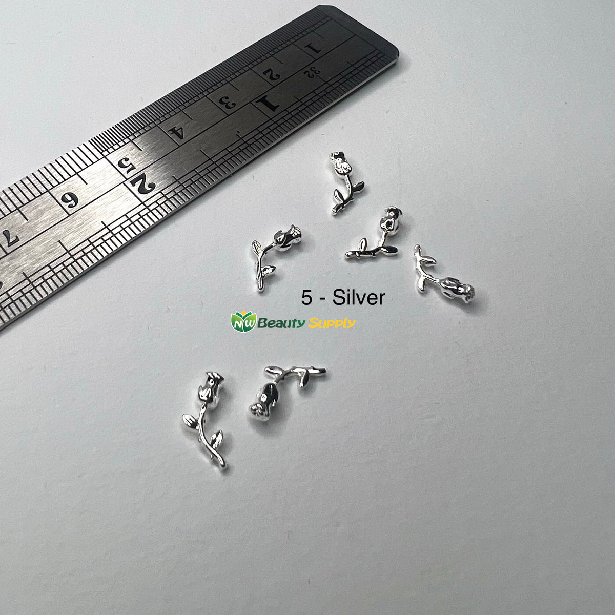 3D Metal Flower Charms - 6 Ct
