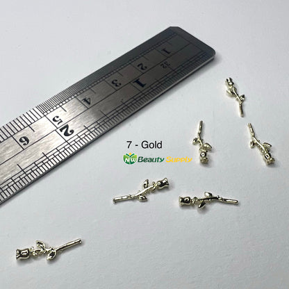3D Metal Flower Charms - 6 Ct