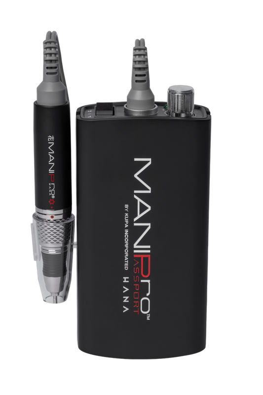 Black electronic device with 'ManiPro HANA' branding on a white background