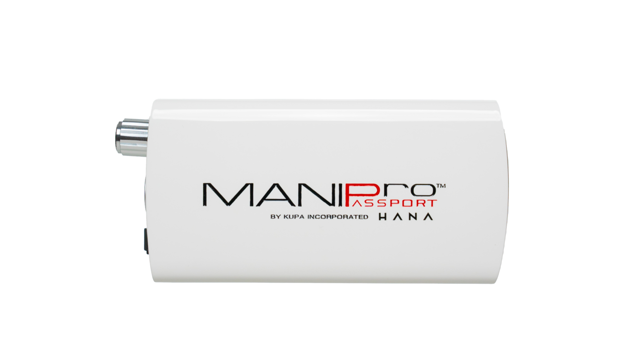 White MANiPro Passport HANA device on a white background