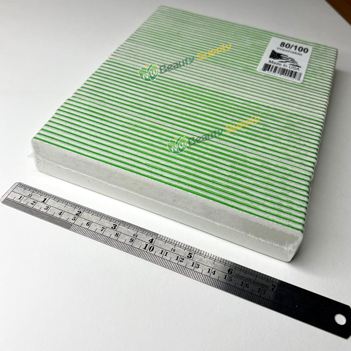 USA Jumbo White & Green Nail Files Pack - 50ct