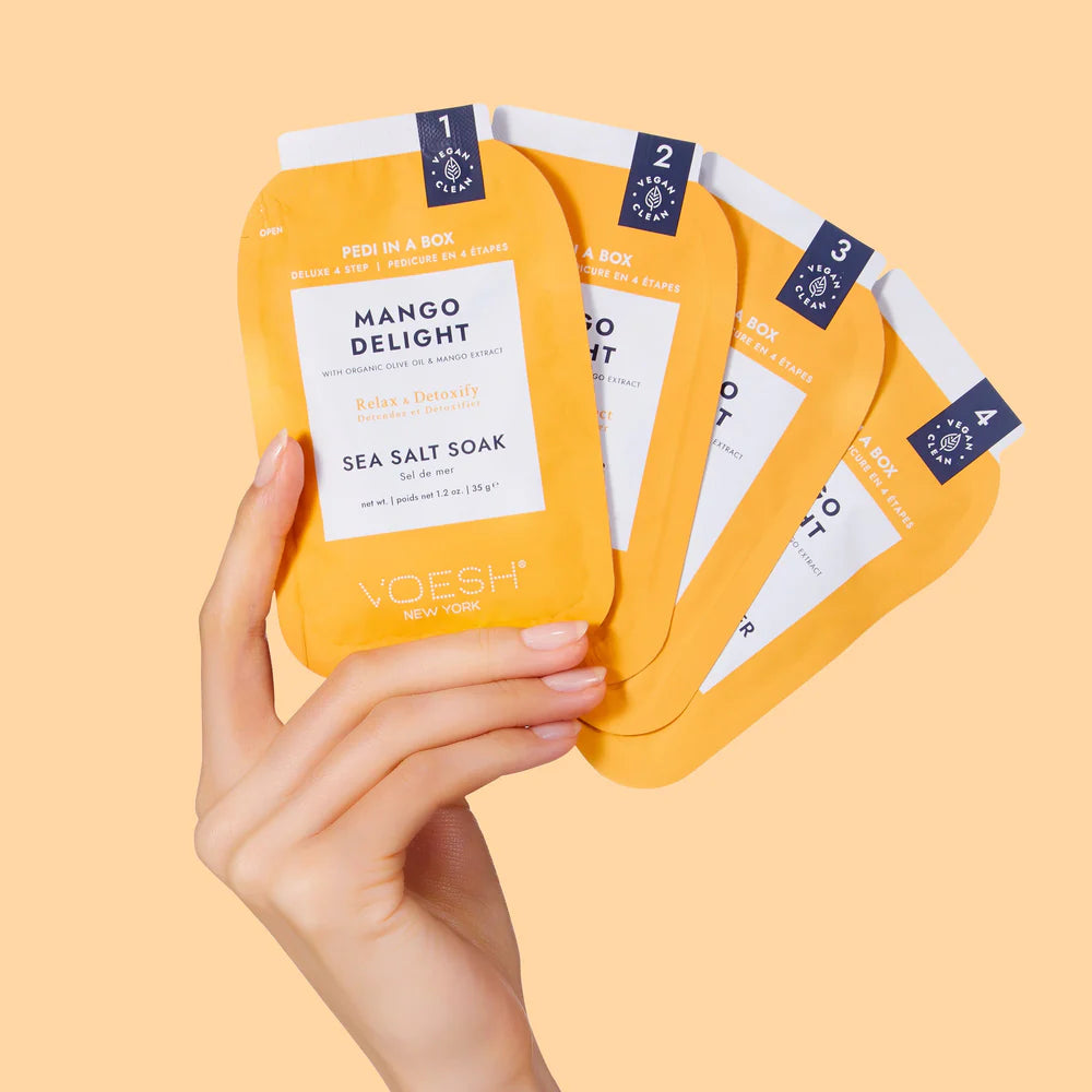 Voesh Pedi in a Box Deluxe 4 Step - Mango Delight 50/case