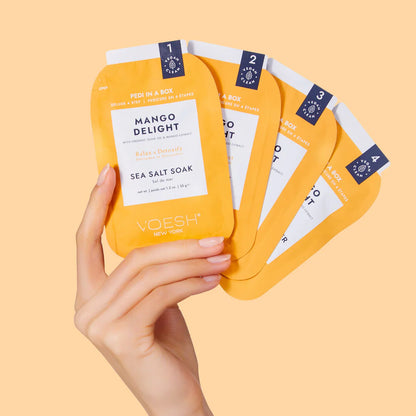 Voesh Pedi in a Box Deluxe 4 Step - Mango Delight 50/case