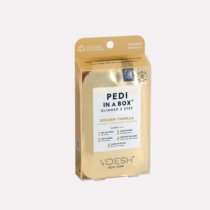 Voesh 5 Step Pedi in a Box Glimmer - Golden Vanilla 50/case