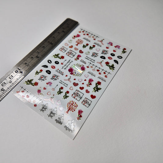 Valentines Rose and Heart Sticker Decal