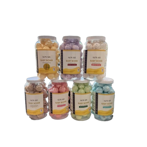 SOY68 Round Shaped Baby Bomb Bath Soak (55 Each/Jar)