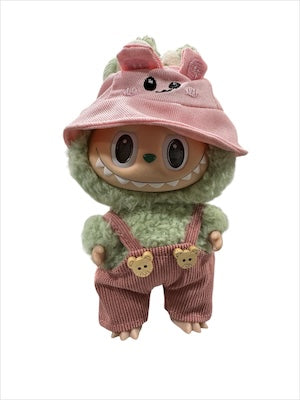 Doll Clothes fits Labu  #029 Pink Overalls with Hat