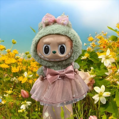 Doll Clothes fits Labu  #030 Pink Dress and Bow