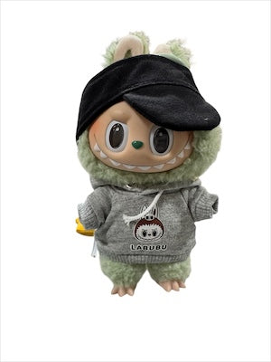 Doll Clothes fits Labu  #032 Grey Hoodie and Black Hat