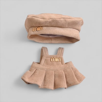 Doll Clothes fits Labu  #064 Dress + Beret Beige