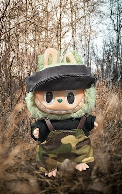 Doll Clothes fits Labu  #043 Camo Overalls + Visor