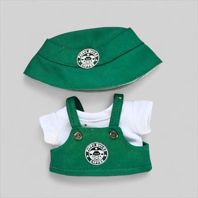 Doll Clothes fits Labu  #063 Green Overalls, t-shirt + Hat