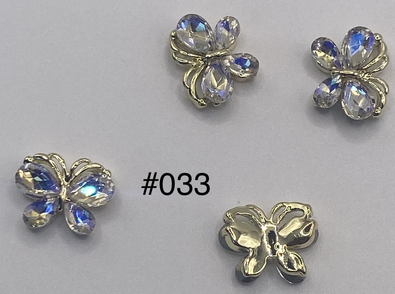 3D Charms Butterflies w Rhinestones #90