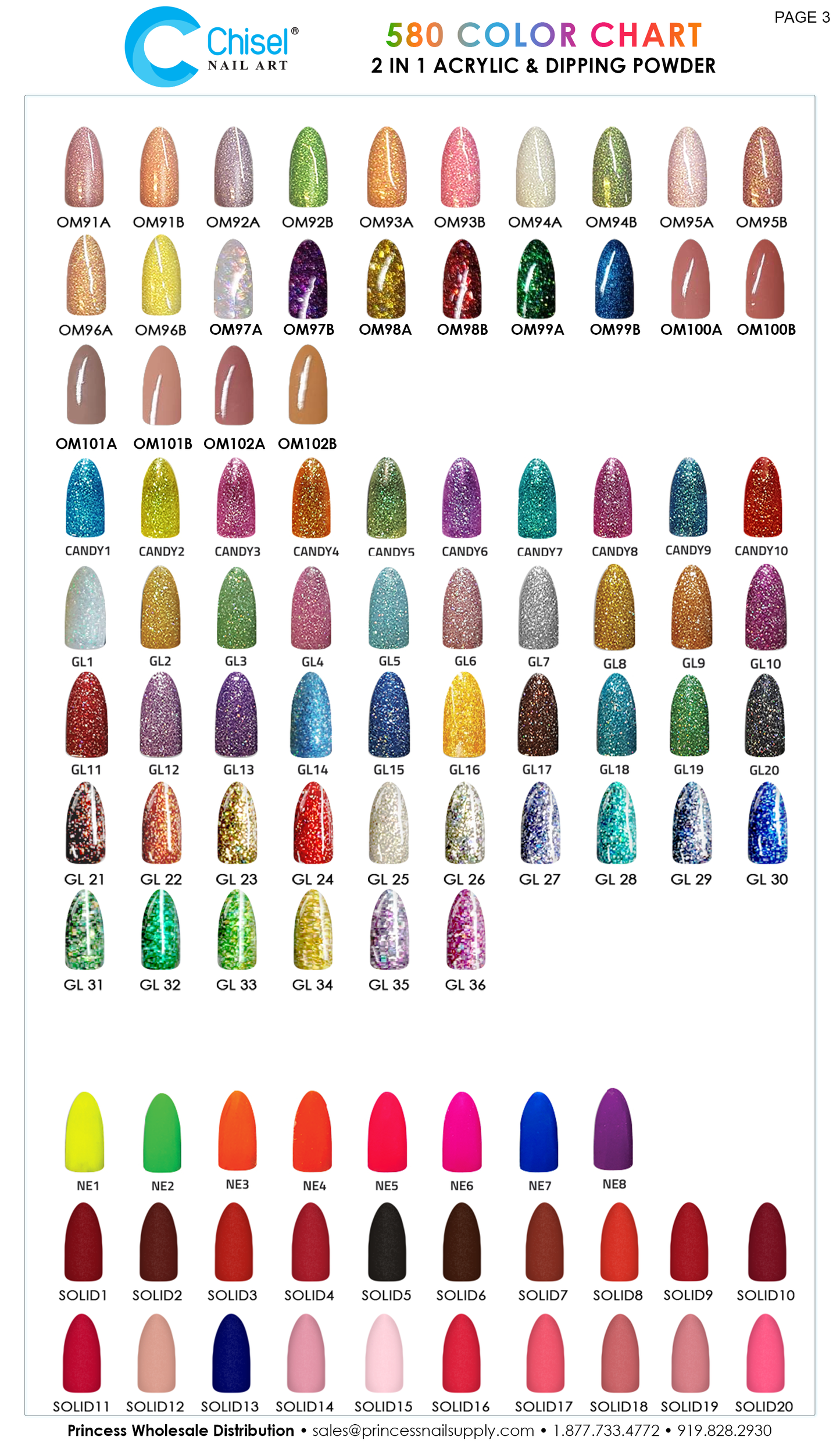 Chisel Nail Dip/Dap Powder 2 oz SOLID collection 001-090